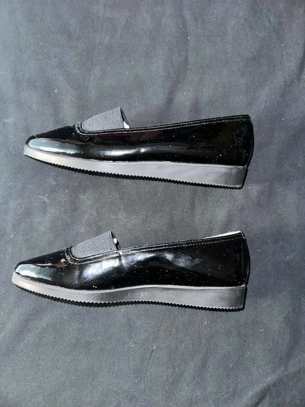 No.49 Jazz Made in Spain Black Patent Leather Slip On Loafers Flats